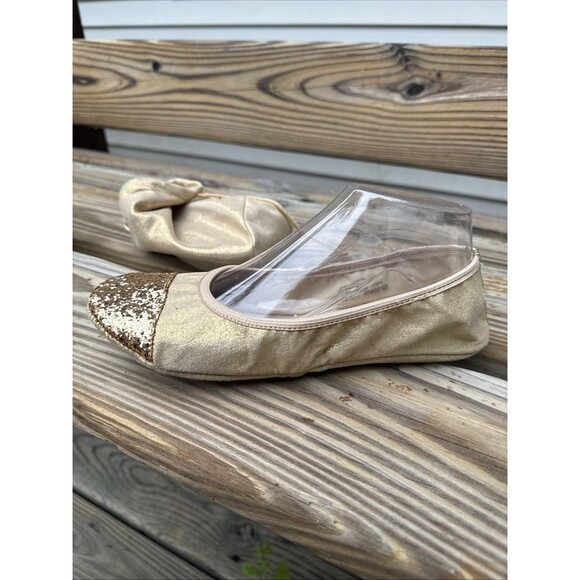 Capelli New York Ballet Slippers Size 8 Gold Glitter Elastic Top Nonslip W/ Bag - Picture 1 of 8